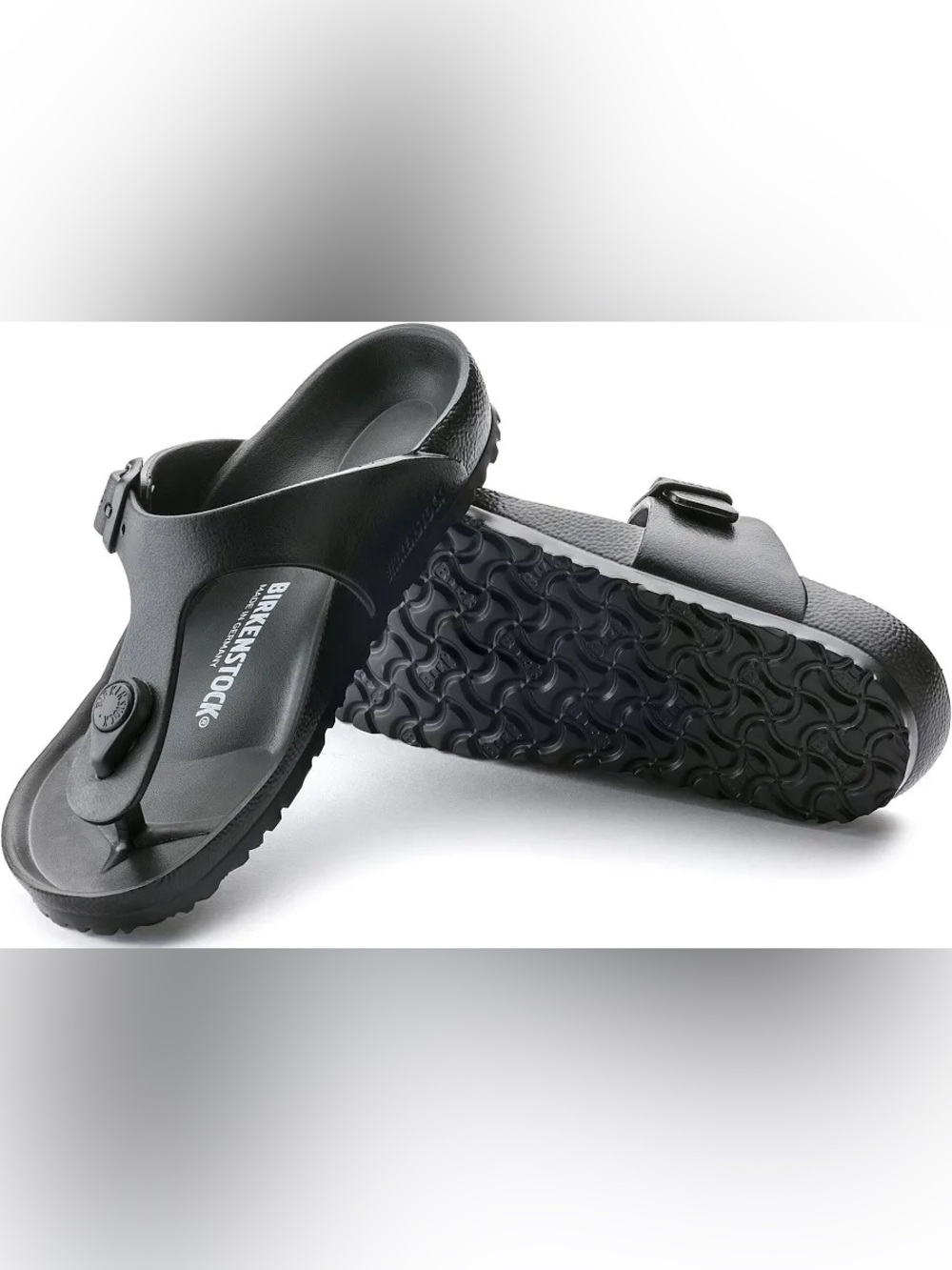 Birkenstock Kids Black EVA Thong Sandals with Adjustable Strap